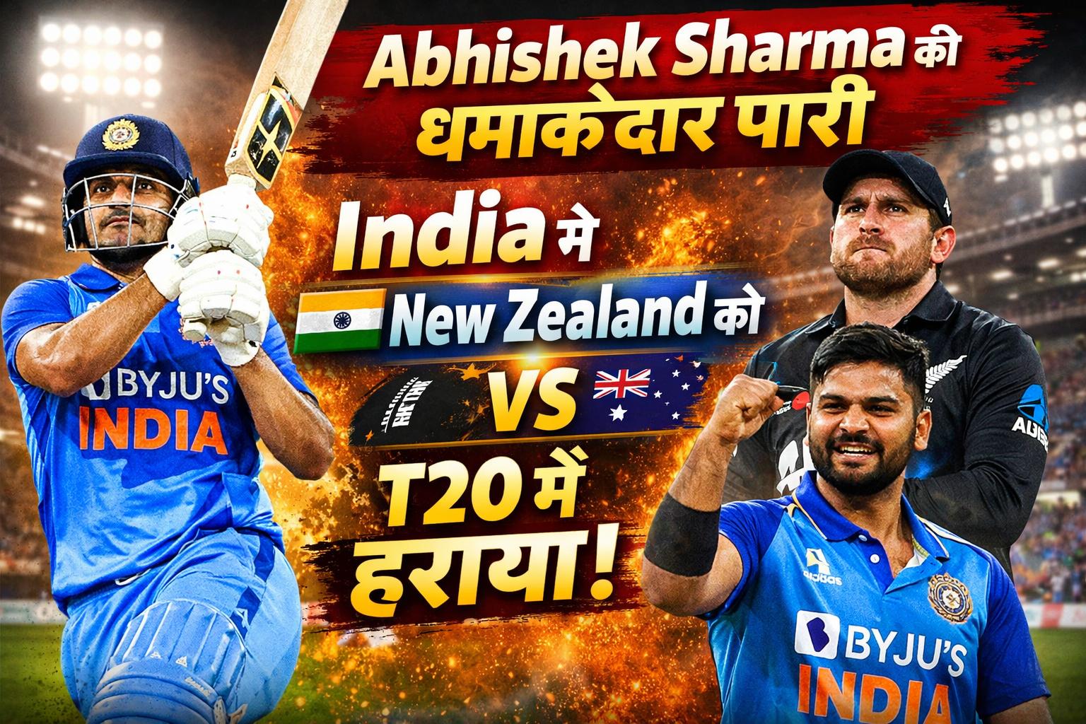 Abhishek Sharma की धमाकेदार पारी, India ने New Zealand को T20 में हराया!
