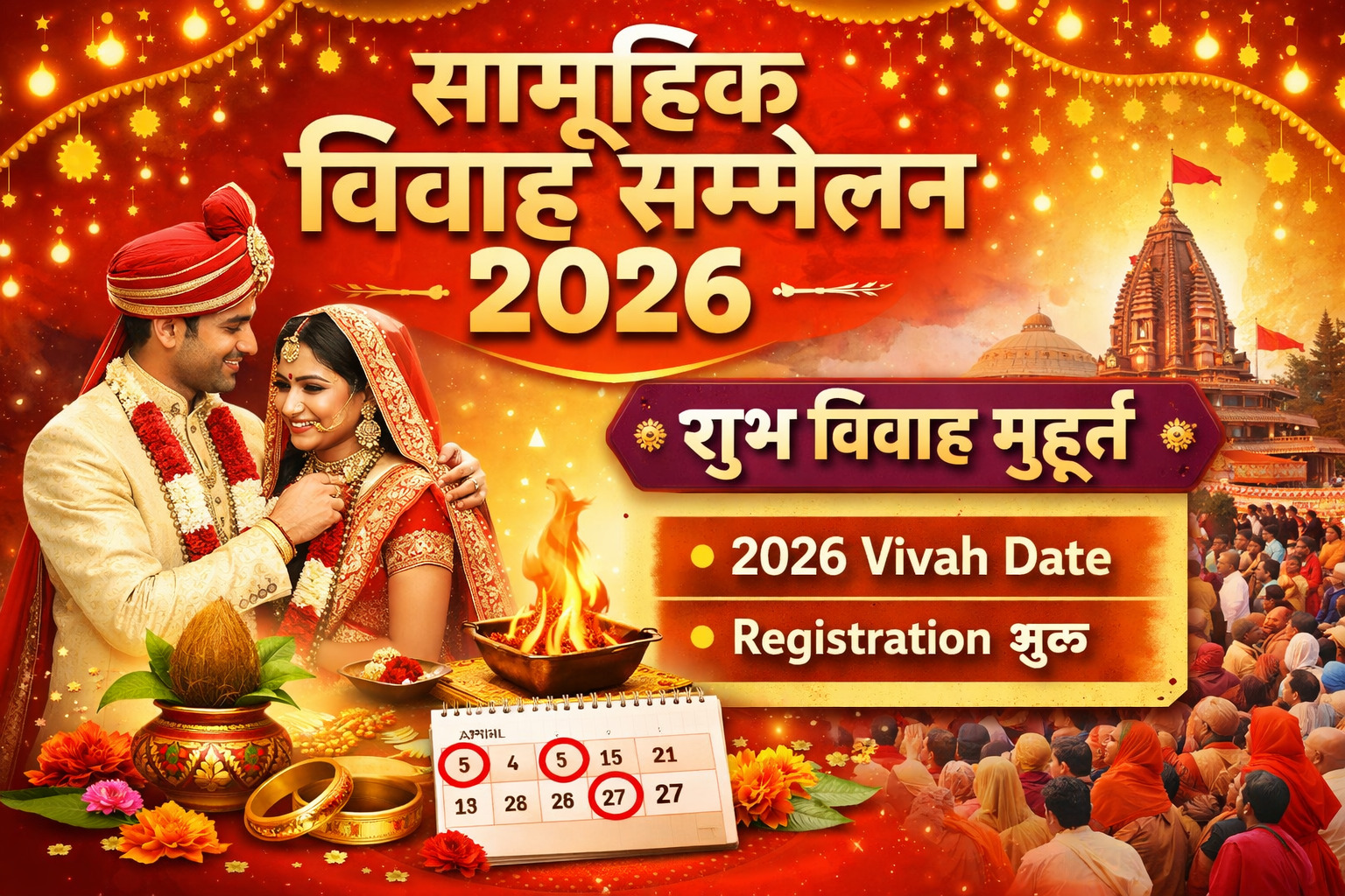 Samuhik Vivah Sammelan 2026 रजिस्ट्रेशन शुरू, 2026 Vivah Muhurt और Date का पूरा अपडेट