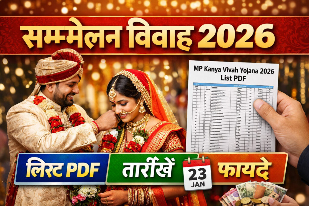 सम्मेलन विवाह 2026 mp kanya vivah yojana 2026 list pdf, mp sammelan vivah 2026 date पूरी जानकारी
